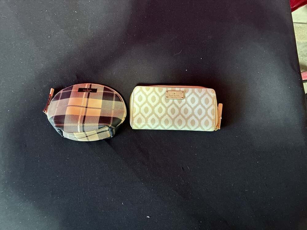 Kate Spade New York Neda Ikat zip-around wallet and Plaid Makeup Pouch Set